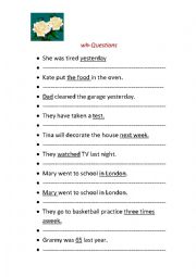 English Worksheet: wh-questions