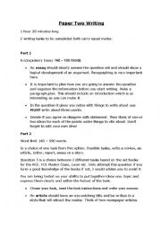 English Worksheet: FE Paper Two Writing Tips