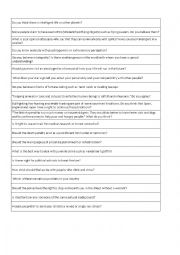 English Worksheet: Hot Topics to discuss in class