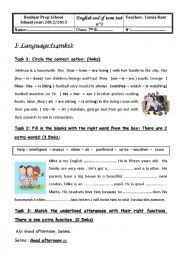 English Worksheet: end of term 1 test 7 th form