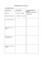 English Worksheet: Have you ever....? Experiences in the past - questionnaire