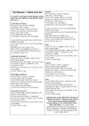 English Worksheet: Cat Stevens FATHER AND SON song lyrics