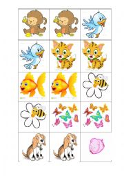 English Worksheet: Animals memory game