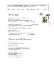 English Worksheet: Learning the past simple with songs (Merry Happy)