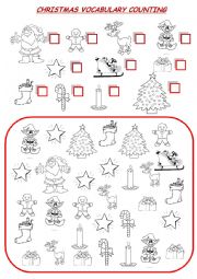 English Worksheet: Christmas vocabulary counting