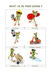 English Worksheet: Whats 3d Frog Doing ? 1