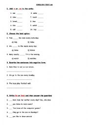 English Worksheet: Present Simple test