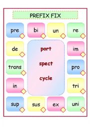 English Worksheet: Prefix Fix