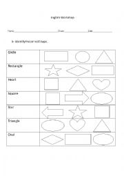 English Worksheet: Shapes