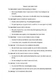 English Worksheet: Phrasal verbs with COME