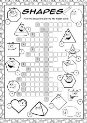 English Worksheet: Shapes Crossword Puzzle