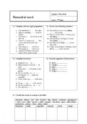 English Worksheet: remedial work