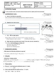 English Worksheet: 2nd form Mid-termTest1