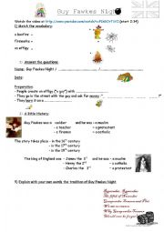 English Worksheet: Guy Fawkes Night