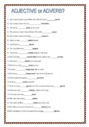 English Worksheet: adjective and adverb 
