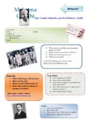 English Worksheet: Gandhi Webquest