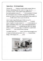 English Worksheet: My dream home cloze 