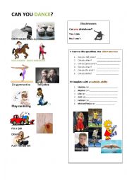 English Worksheet: Can for Ability