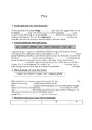 English Worksheet: remedial work 9th form 1st term ( part 2 )