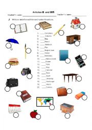 English Worksheet: Articles a and an