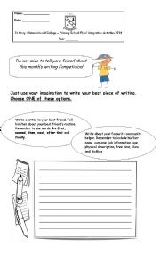 English Worksheet: writing- two options- Routine and community helpers
