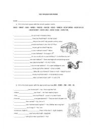 English Worksheet: Question Words