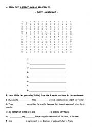 English Worksheet: Body language wordsearch