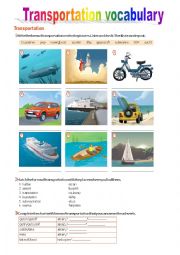 English Worksheet: Transportaion Vocabulary