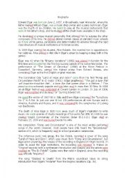 English Worksheet: Elgar Biography