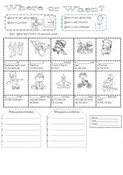 English Worksheet: When and Where