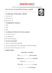 English Worksheet: Guy Fawkes worksheet