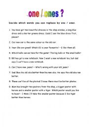 English Worksheet: one - ones