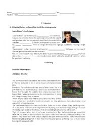 English Worksheet: test 7th form