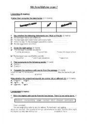 English Worksheet: 9th form mid term exam number 1