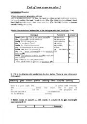 English Worksheet: 7th form end of term exam number 1