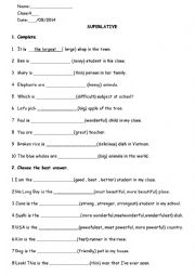 English Worksheet: Superlative