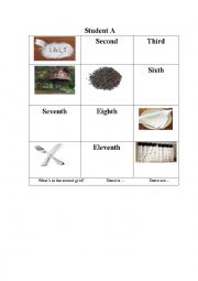 English Worksheet: Ordinal Numbers Information Gap Activity Forms