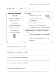 English Worksheet: reading