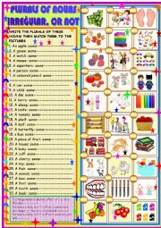 English Worksheet: Plurals , regular on not