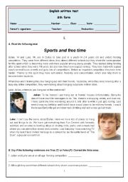 English Worksheet: 8th grade - Hang out and free time activities