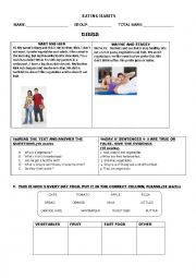 English Worksheet: EATING HABITS