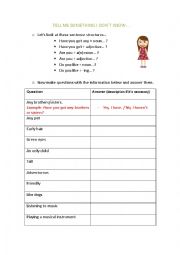English Worksheet: Tell me something I dont know