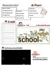 English Worksheet: Welcome back to school worksheet-poem