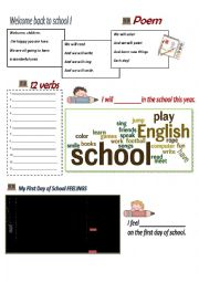 Welcome back to school worksheet-poem