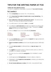 English Worksheet: Tips for writing at FCE