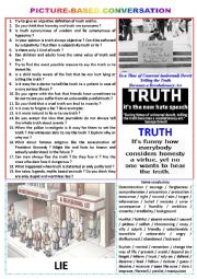 English Worksheet: Picture-based conversation : topic 80 : Lie vs Truth