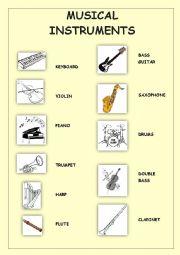 English Worksheet: musical instruments