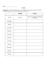 English Worksheet: Suffix Worksheet