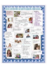 English Worksheet: Using present continuous while chatting on the phone! plus everyday expressions