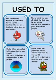 English Worksheet: Find a friend who used to...